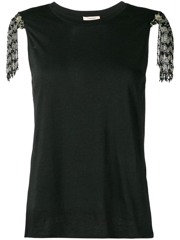Twin-set Embellished Sleeveless Top - Black