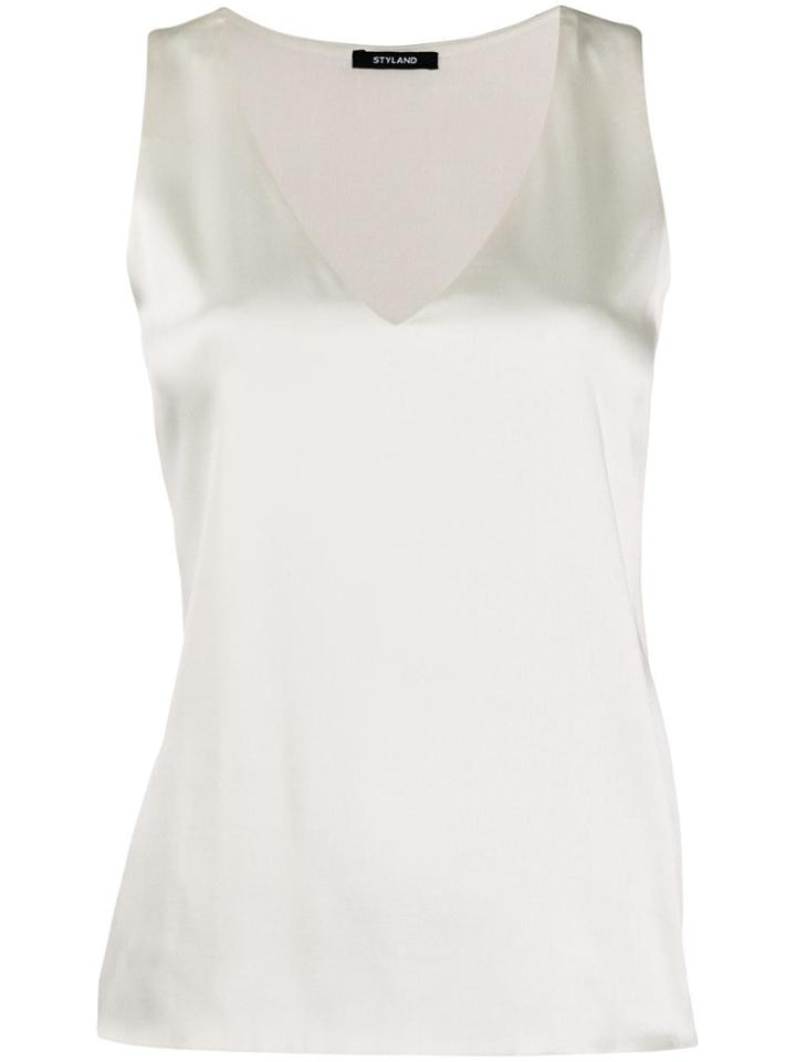 Styland Satin Tank Top - White