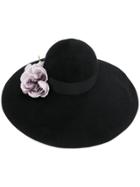 Gucci Floral Embellished Wide Brim Hat - Black