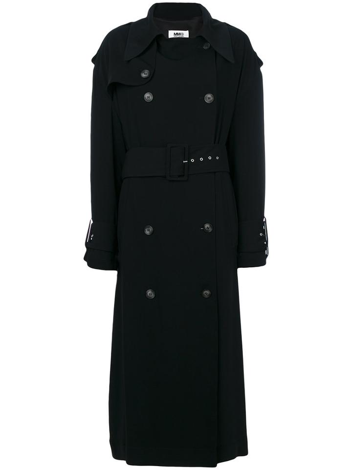 Mm6 Maison Margiela - Long Trench Coat - Women - Polyester/viscose - 38, Black, Polyester/viscose
