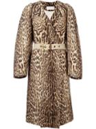 Chloé Leopard Print Coat, Women's, Size: 42, Brown, Cotton/viscose
