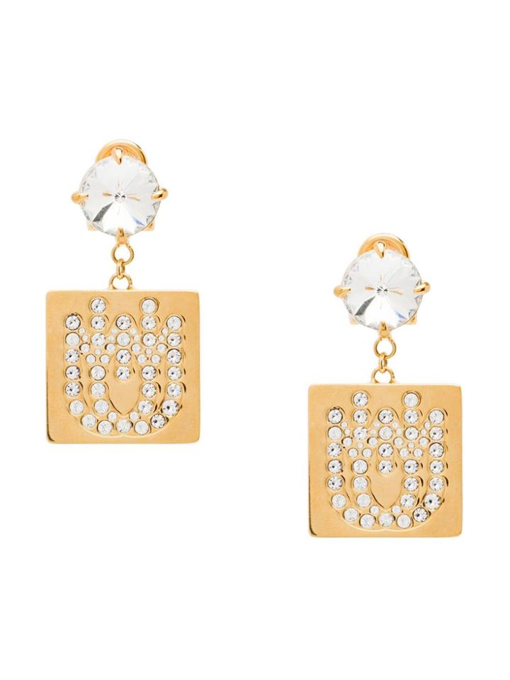 Miu Miu Embellished Dangle Earrings - F0nxa Gold/crystal