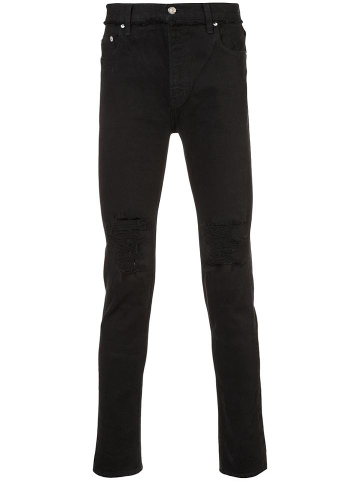 Christian Dada Distressed Slim-fit Jeans - Black