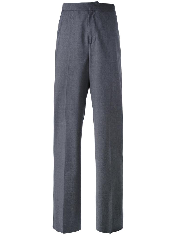 Yang Li - Belt Detail Trousers - Men - Virgin Wool - 48, Grey, Virgin Wool
