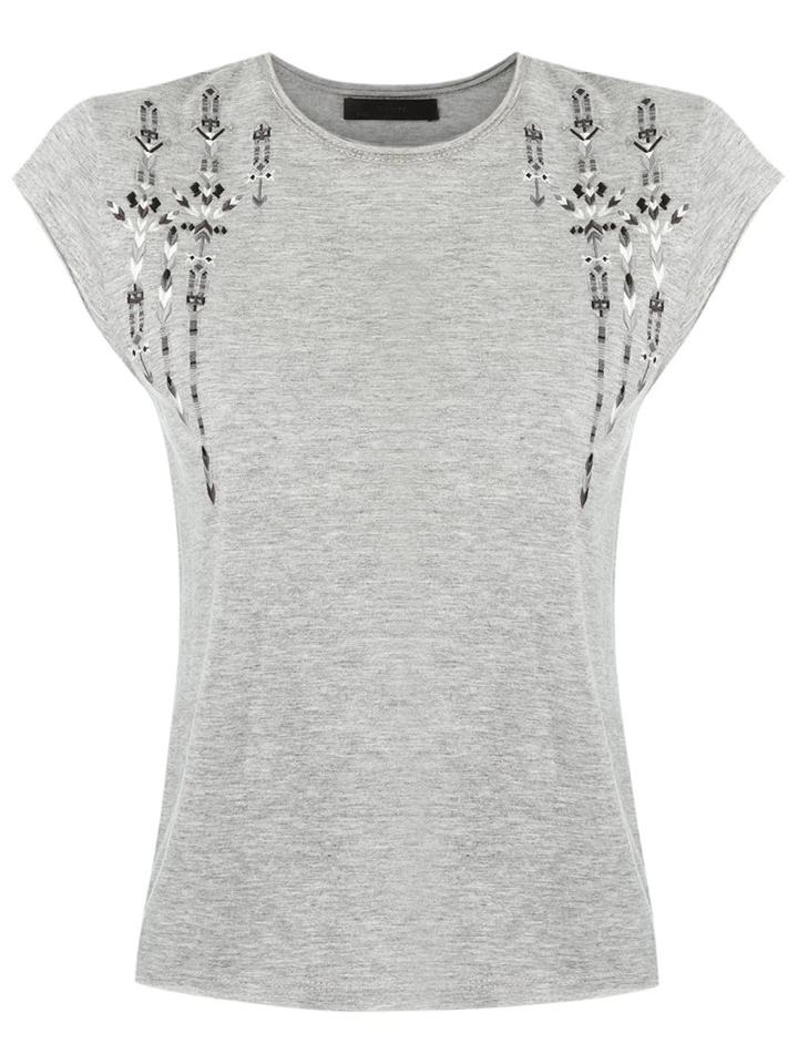 Talie Nk Embroidered Top, Women's, Size: Medium, Grey, Cotton/polyester