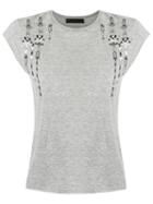 Talie Nk Embroidered Top, Women's, Size: Medium, Grey, Cotton/polyester