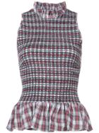 Petersyn Peplum Checked Top - Red