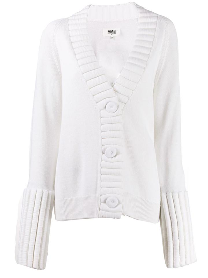 Mm6 Maison Margiela Exaggerated-ribbed Cardigan - White