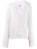 Mm6 Maison Margiela Exaggerated-ribbed Cardigan - White
