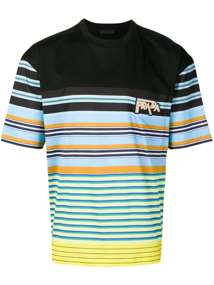 Prada Striped Print T-shirt - Black