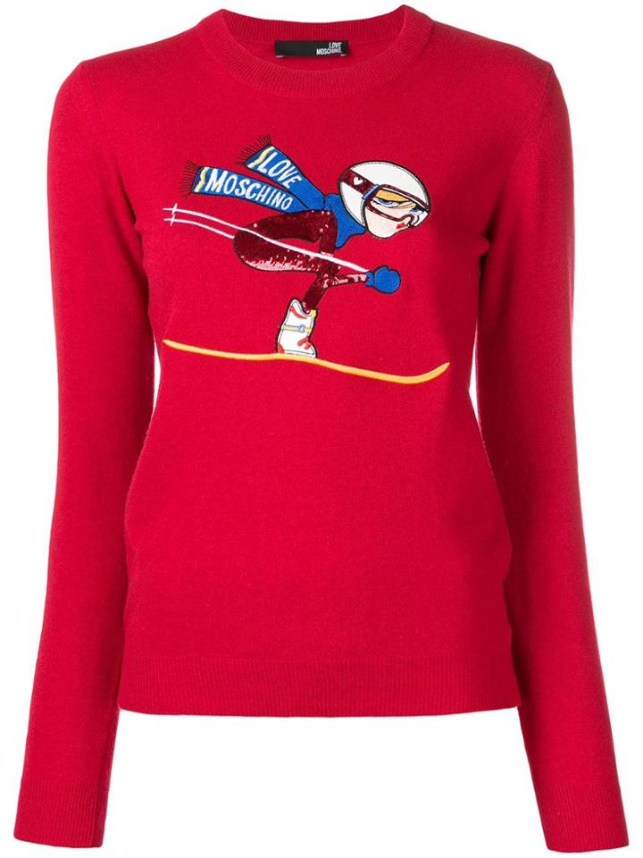 Love Moschino Ski Embroidered Sweater - O87 Red