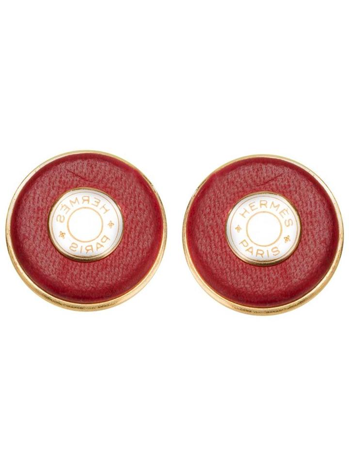 Hermes Vintage Leather Covered Earrings