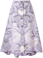Delpozo Floral Embroidered Skirt - Purple