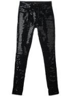 Saint Laurent Sequin Embellished Skinny Jeans, Women's, Size: 25, Black, Cotton/polyester/spandex/elastane