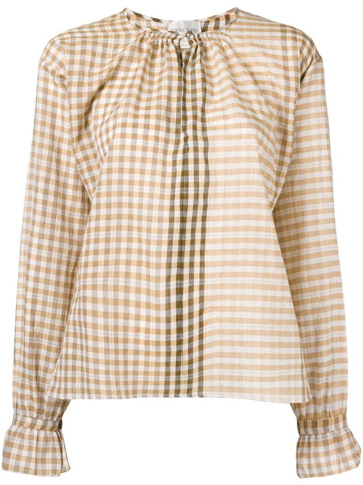 Forte Forte Checked Flared Blouse - Neutrals