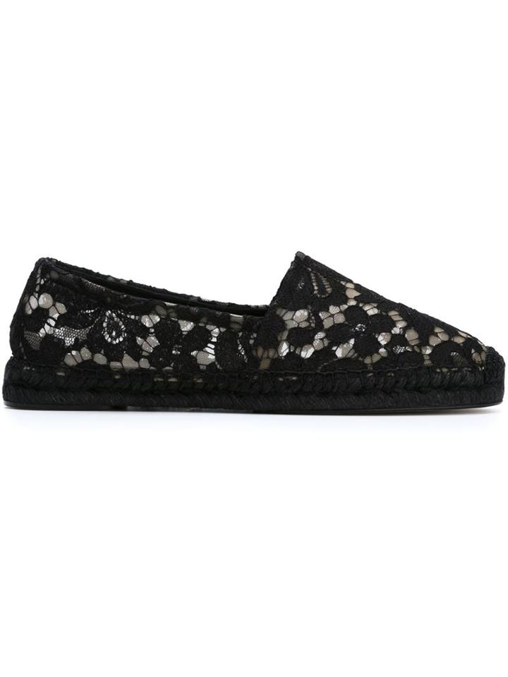 Dolce & Gabbana Lace Espadrilles, Women's, Size: 41, Black, Cotton/leather
