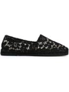 Dolce & Gabbana Lace Espadrilles, Women's, Size: 41, Black, Cotton/leather