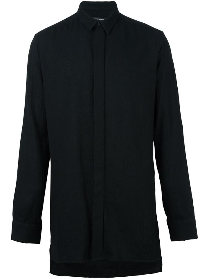 Cedric Jacquemyn Concealed Placket Shirt, Men's, Size: 46, Black, Wool