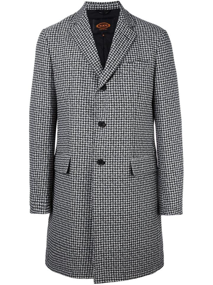 Tod's Houndstooth Coat, Men's, Size: Xl, Black, Polyamide/polyester