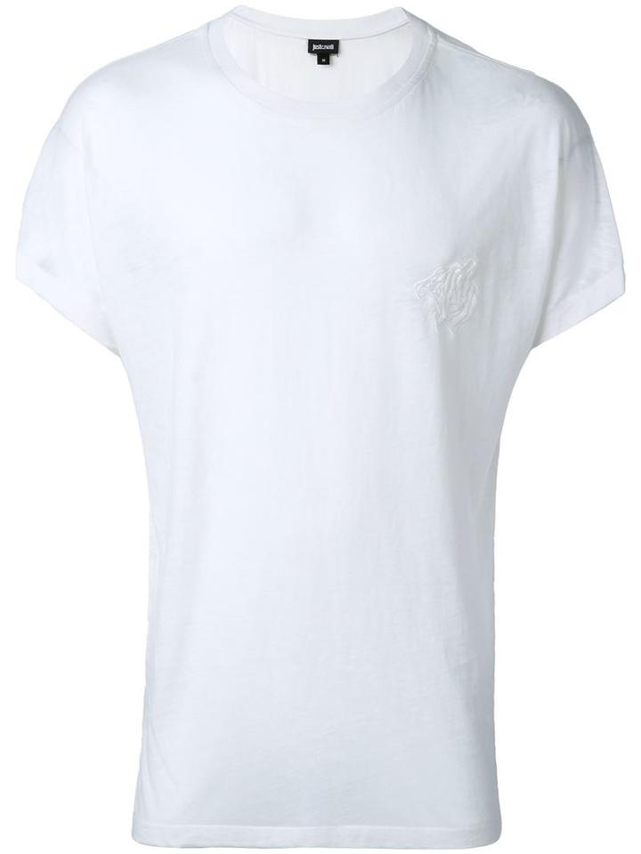 Just Cavalli Tiger Embroidery T-shirt, Men's, Size: Xl, White, Cotton/polyester