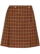 Plan C Check Pleated Skirt - Brown