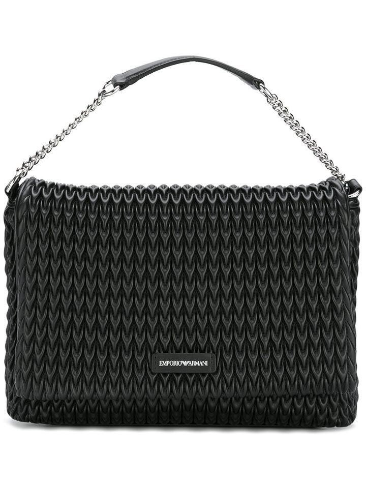 Emporio Armani Textured Shoulder Bag, Women's, Black, Polyester/polyurethane/cotton