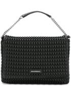 Emporio Armani Textured Shoulder Bag, Women's, Black, Polyester/polyurethane/cotton
