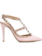 Valentino Rockstud Pumps, Women's, Size: 37.5, Nude/neutrals, Calf Leather/leather