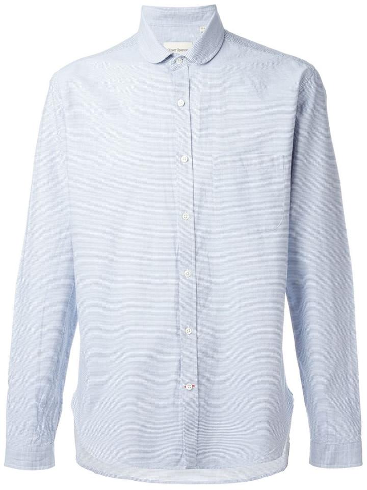 Oliver Spencer Eton Collar Shirt, Men's, Size: 17, Blue, Cotton