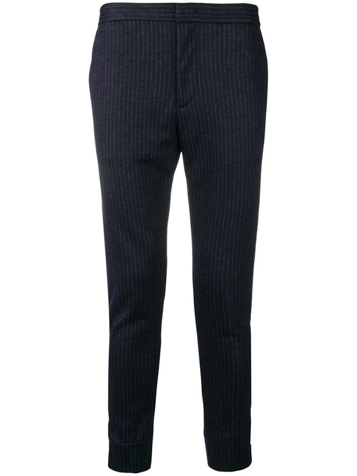 Emporio Armani Pinstripe Tapered Trousers - Blue