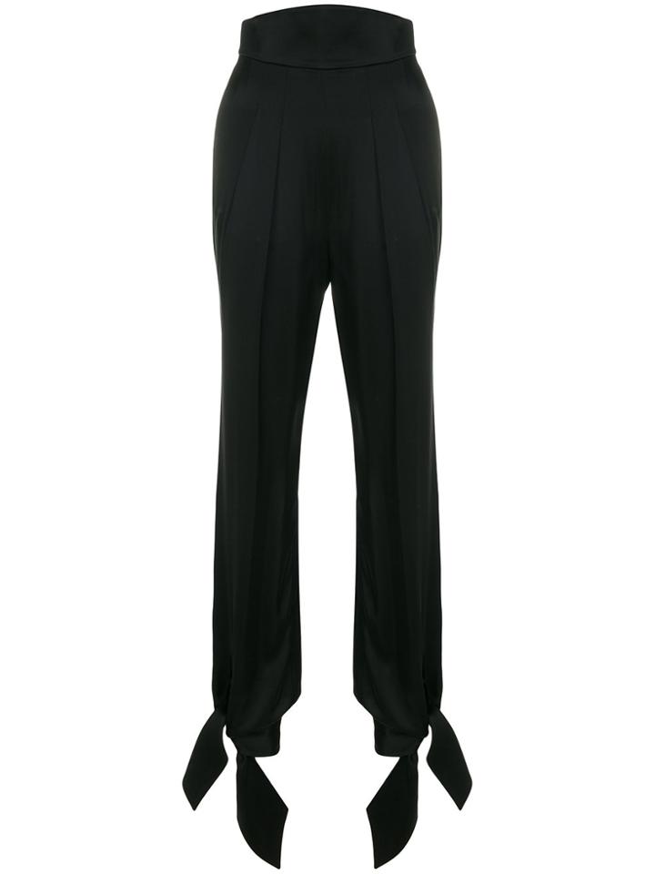 Christopher Kane High Waisted Satin Trousers - Black