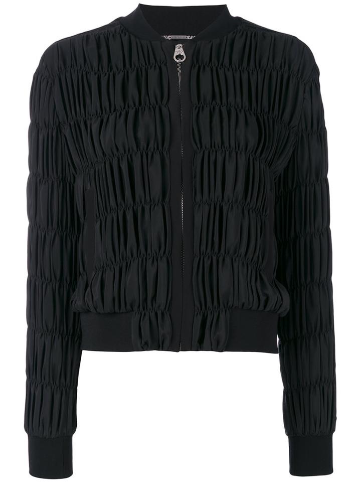 Versace - Ruche Bomber Jacket - Women - Silk/polyethylene/acetate - 42, Women's, Black, Silk/polyethylene/acetate