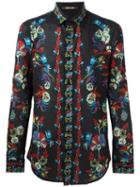 Floral Print Shirt, Men's, Size: 40, Black, Cotton, Roberto Cavalli