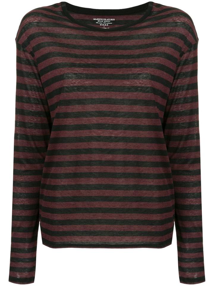 Majestic Filatures Striped Long Sleeve Top - Red