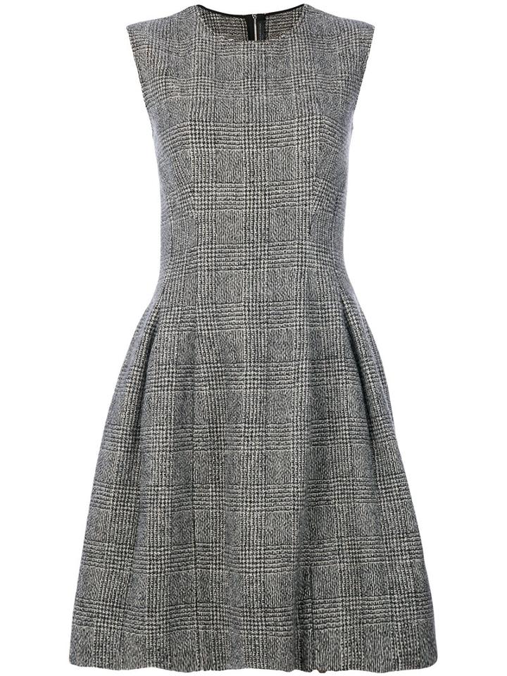 Ermanno Scervino - Plaid Print Flare Skirt Dress - Women - Cupro/virgin Wool - 38, Grey, Cupro/virgin Wool