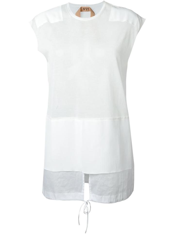 No21 Panelled Top, Women's, Size: 42, White, Cotton/polyamide/acetate/silk