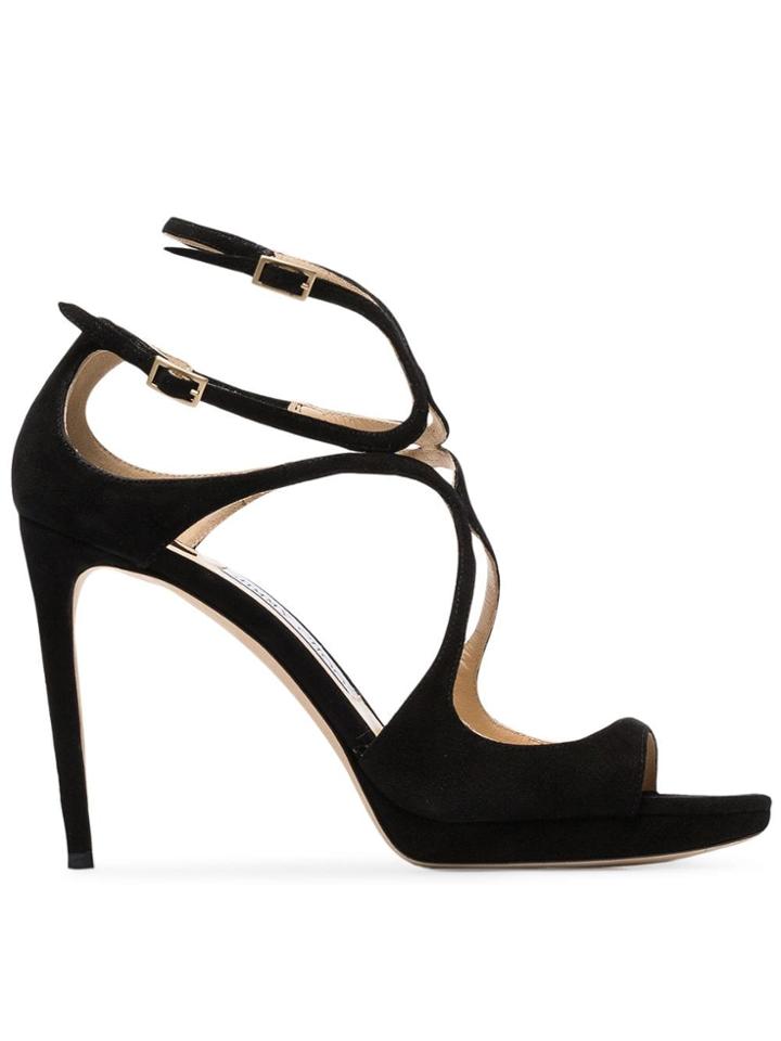 Jimmy Choo Black Lance 100 Suede Sandals