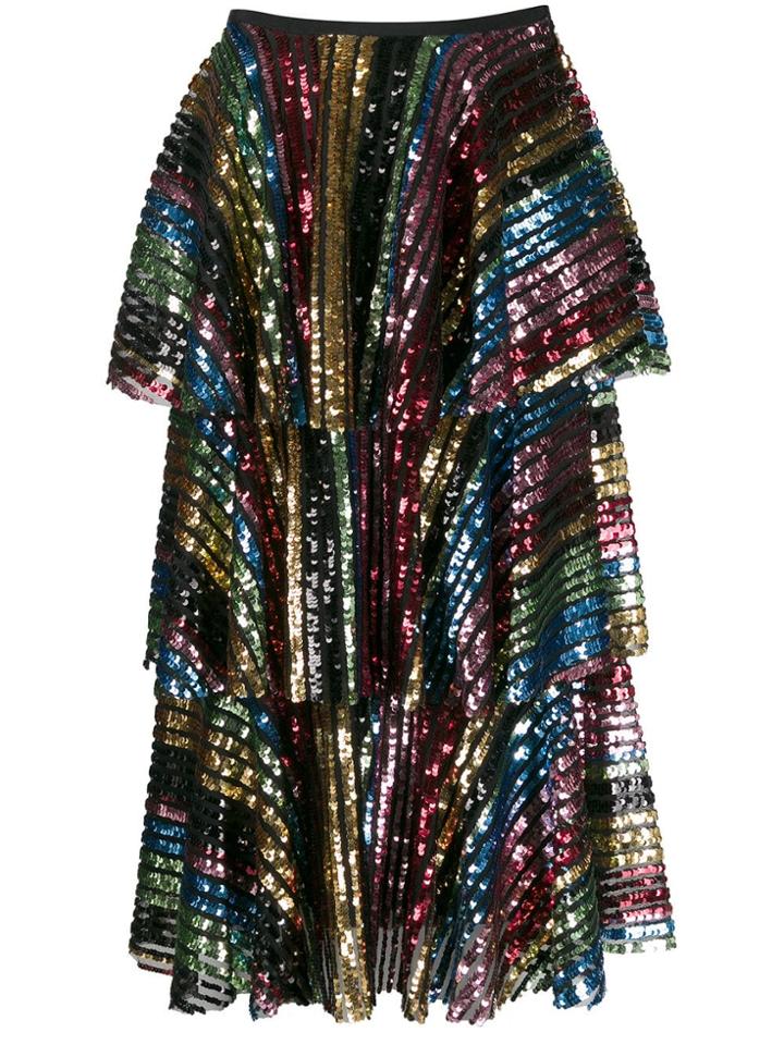 In The Mood For Love Embellished Flared Skirt - Brown