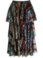 In The Mood For Love Embellished Flared Skirt - Brown