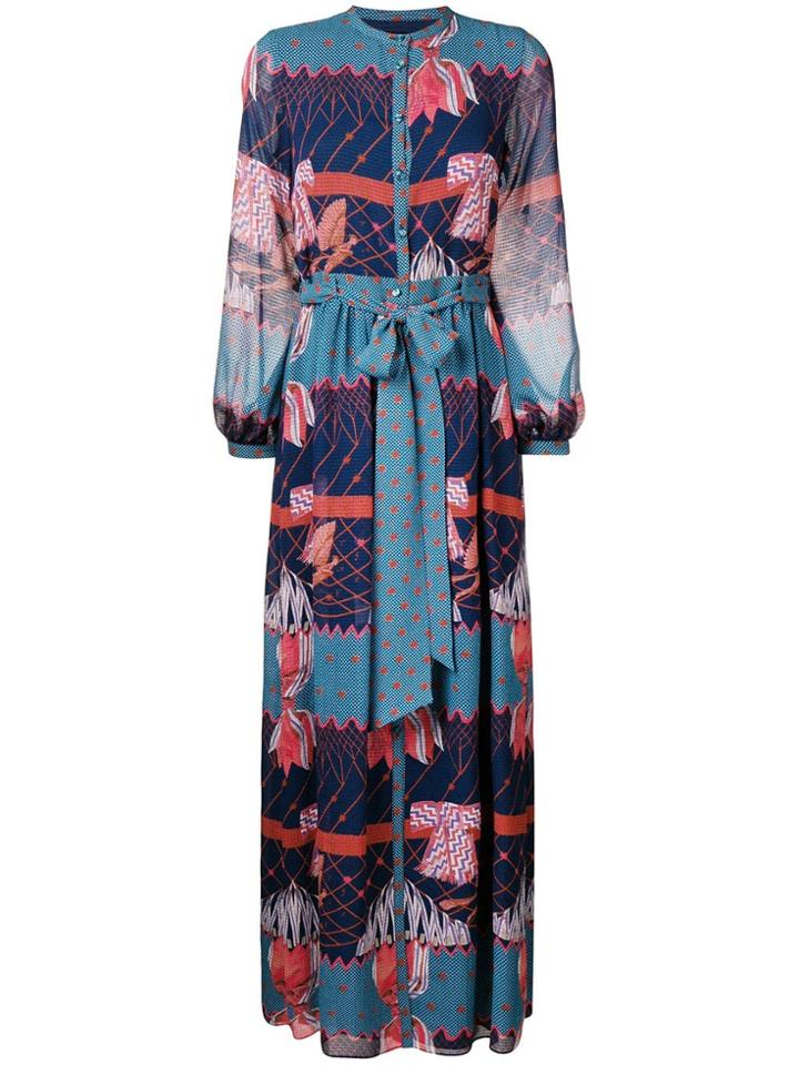 Temperley London Aerial Printed Long Dress - Blue