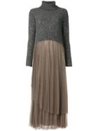 Fabiana Filippi Contrast Material Sweater Dress - Grey