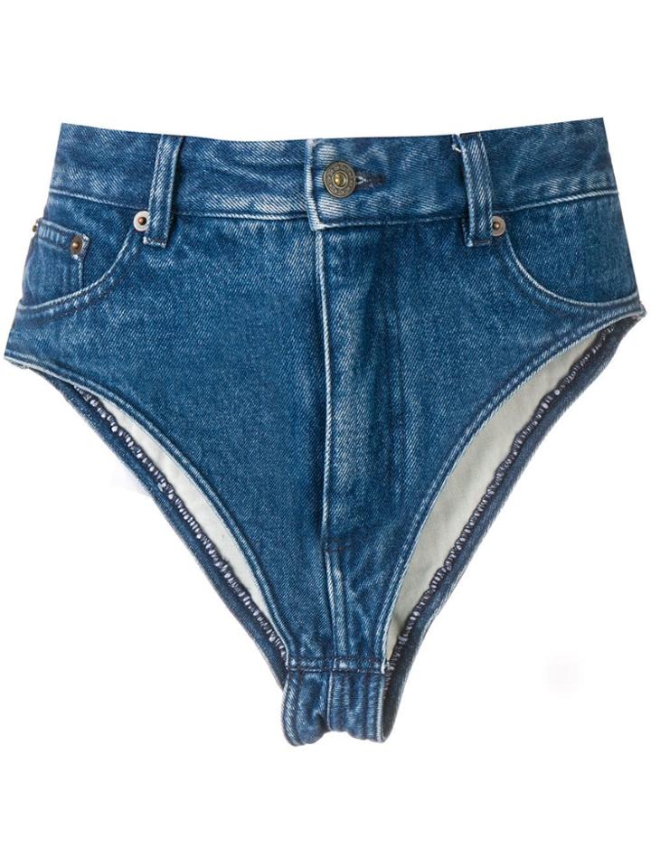 Y/project V-cut Denim Shorts - Blue