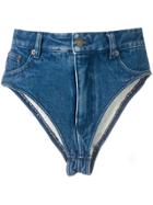 Y/project V-cut Denim Shorts - Blue