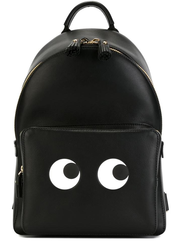 Anya Hindmarch Eyes Backpack, Black, Leather