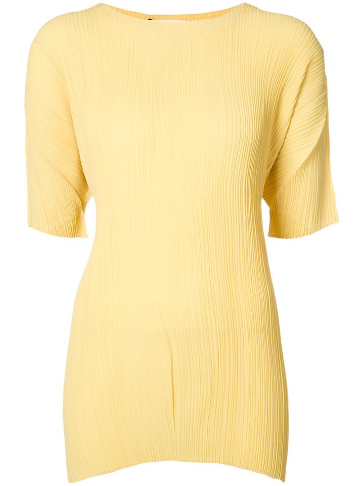 Jil Sander - Pleated T-shirt - Women - Polyester - 34, Yellow/orange, Polyester