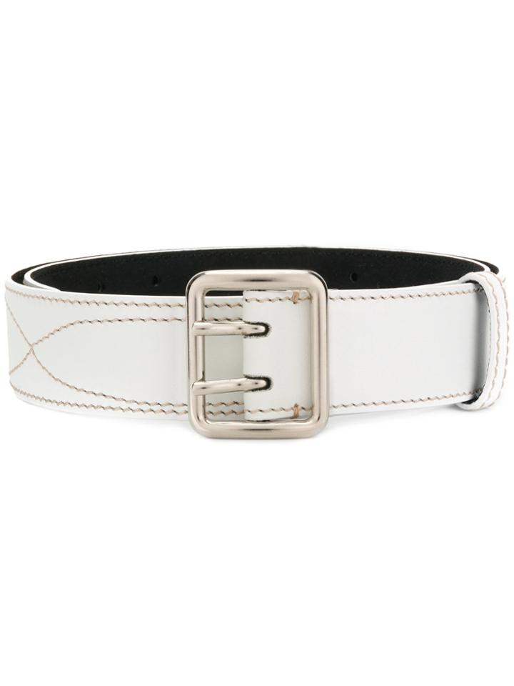 Mm6 Maison Margiela Stitch Detail Belt - White
