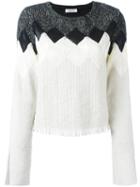Aviù Geometric Pattern Knitted Blouse, Women's, Size: 40, White, Cotton/acrylic/polyamide/wool