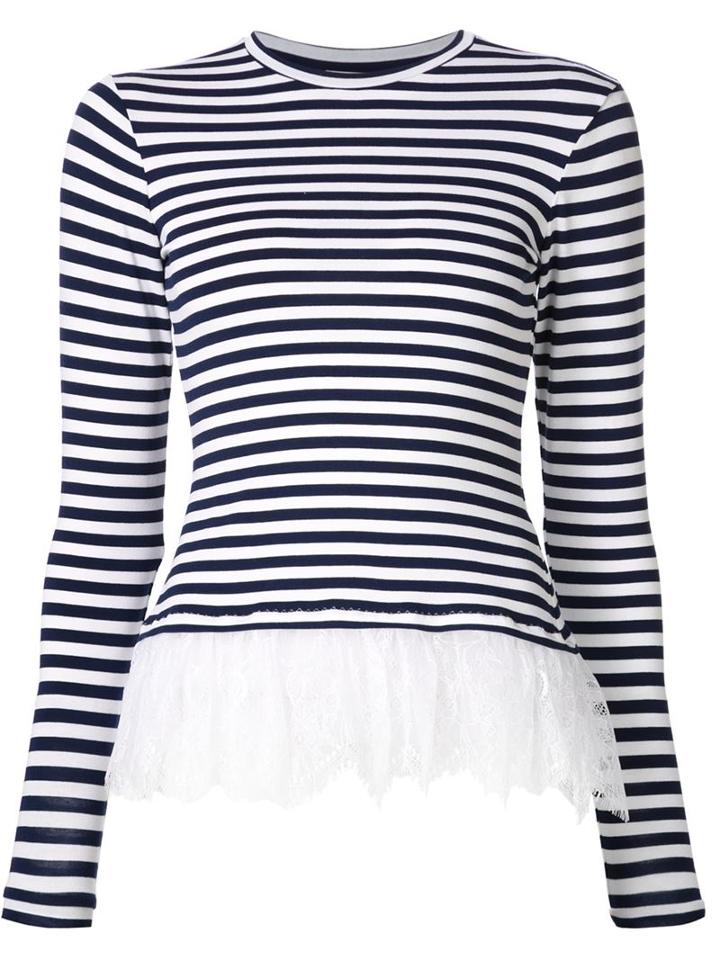 Natasha Zinko Ruffled Hem Stripe Sweater