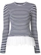Natasha Zinko Ruffled Hem Stripe Sweater