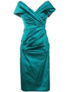 Talbot Runhof Wrap Style Front Dress - Green